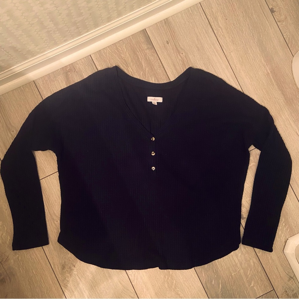 Cozy Waffle Henley Shirt🌹